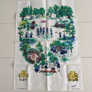 Samuel Lamont Irish 100% Linen Tea Towel Girl Guides Camping Souvenir Ireland